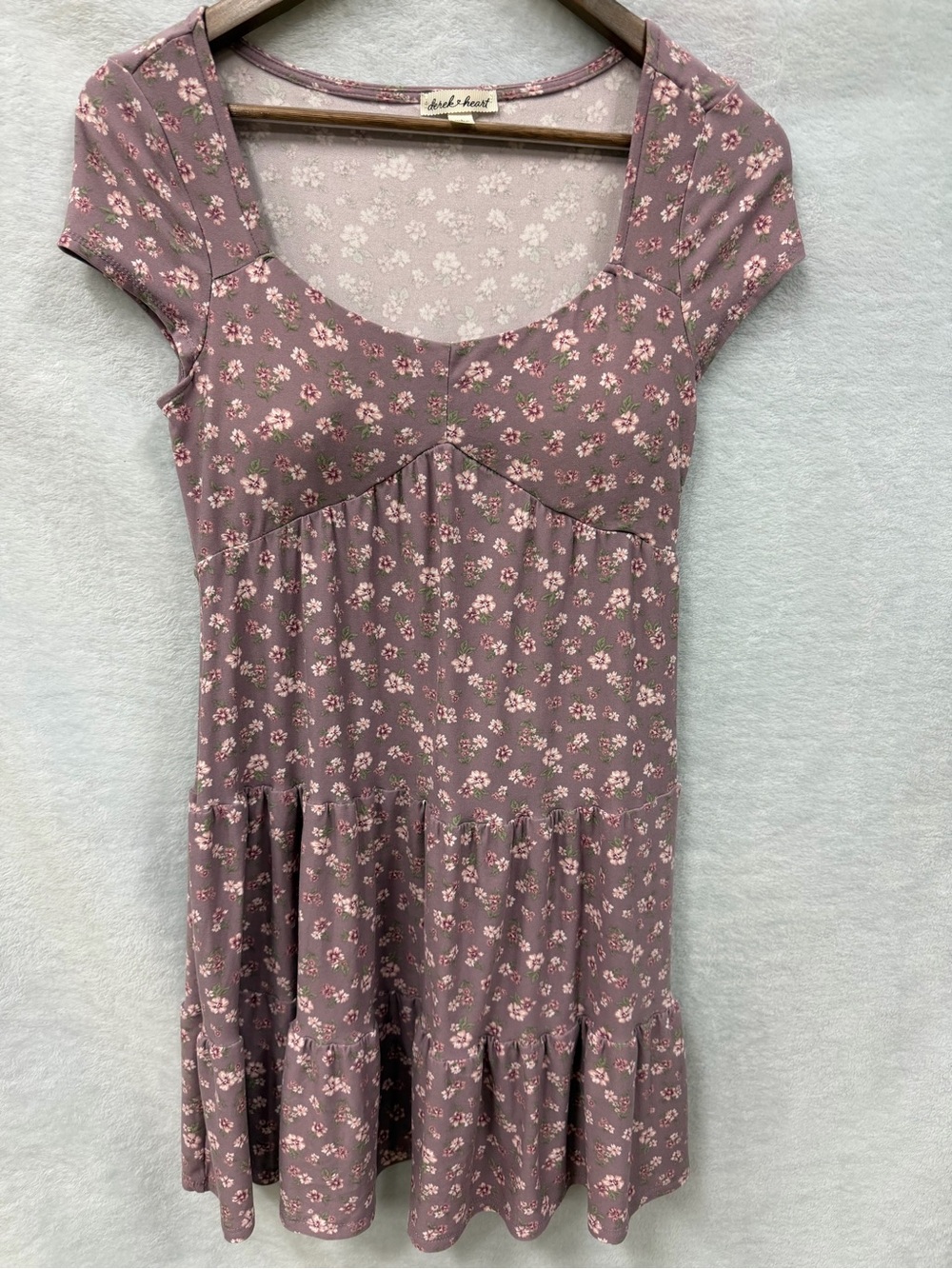 Derek Heart Mauve Pink Floral Tiered Women’s Mini Dress
